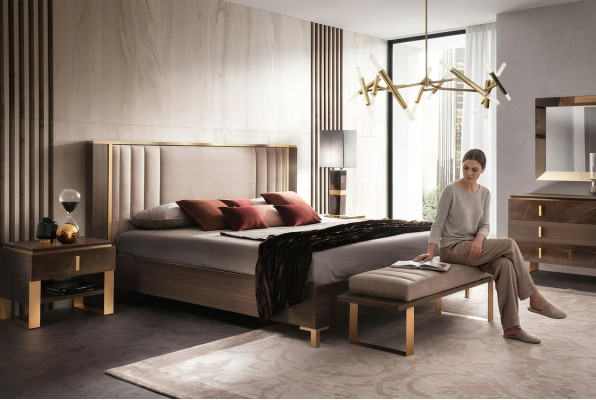 Modern bedroom set bed nightstand stool 4-piece suite group