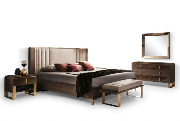 Modern bedroom set bed nightstand stool 4-piece suite group