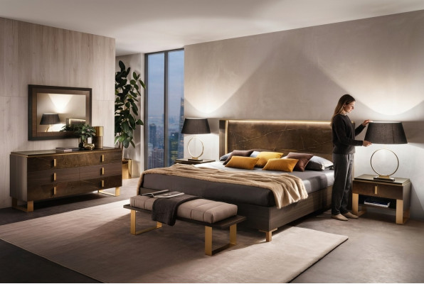 Luxury bedroom bed double style modern upholstered beds Italian
