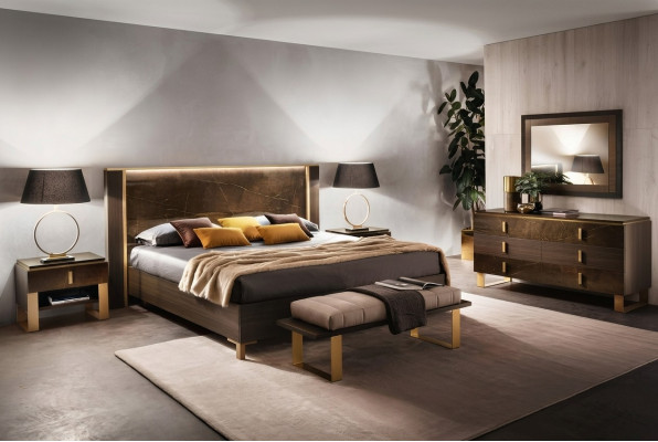 Bed Bedroom Set Design Modern Luxury 2x Nightstand Italian 3-piece