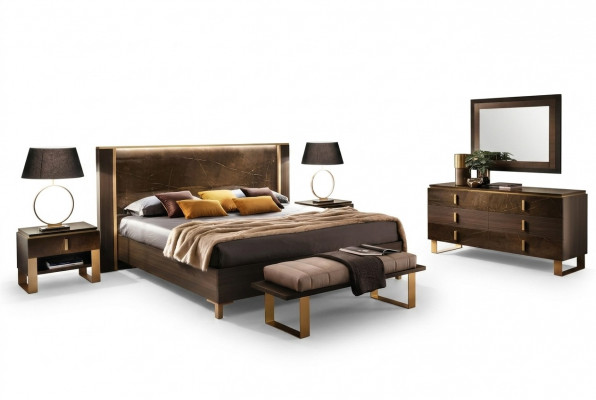 Bed Bedroom Set Design Modern Luxury 2x Nightstand Italian 3-piece