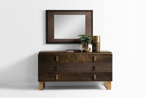 Console table, chest of drawers with mirror, luxury furniture set, 2-piece console. Manufactured