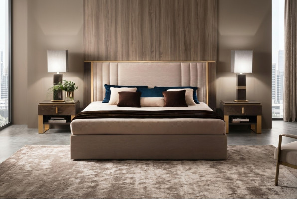 Bed 2x Nightstand 3-piece Bedroom Set Design Modern Luxury Italian