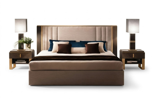 Bed 2x Nightstand 3-piece Bedroom Set Design Modern Luxury Italian