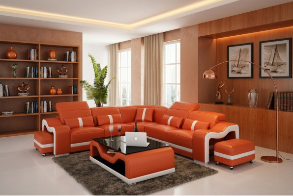 Leather sofa couch living landscape corner sofa corner set design modern sofa with USB