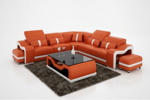 Leather sofa couch living landscape corner sofa corner set design modern sofa with USB
