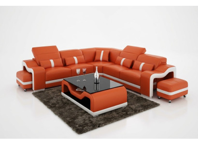 Leather sofa couch living landscape corner sofa corner set design modern sofa with USB