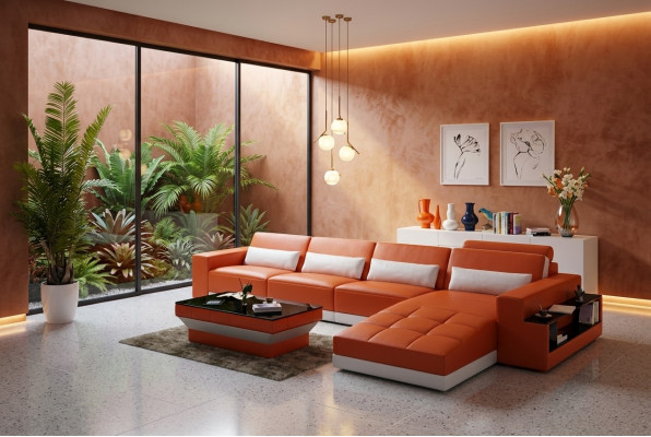 Leather sofa couch living landscape corner sofa corner suite design modern sofa with USB