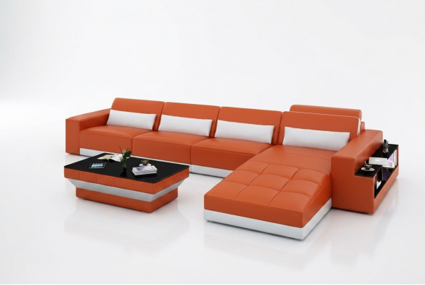 Leather sofa couch living landscape corner sofa corner suite design modern sofa with USB