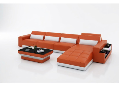 Leather sofa couch living landscape corner sofa corner suite design modern sofa with USB