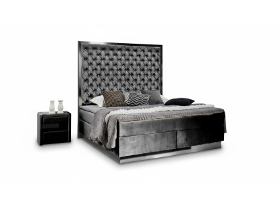 Box spring bed bedroom set 3-piece textile bed 2x bedside table design beds new