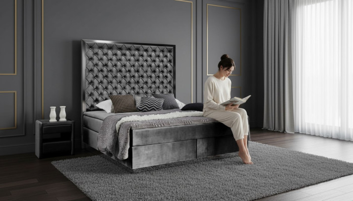 Box spring bed fabric furniture beds bed textile bedroom design chesterfield