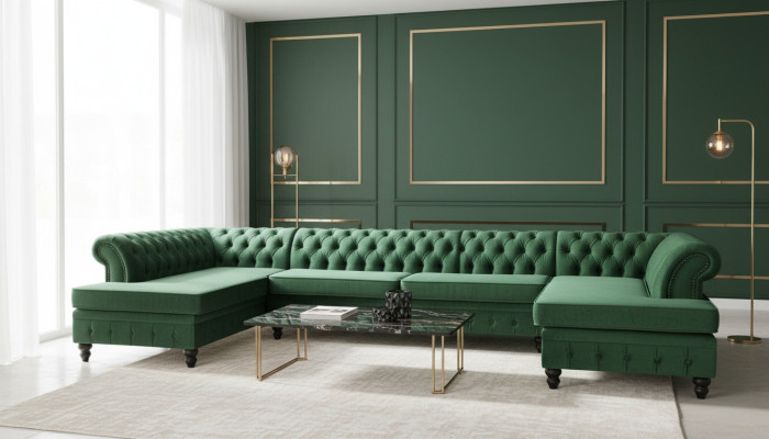 Chesterfield Living Room Couch Lounge XXL Sofa Couch Upholstery Corner Velvet