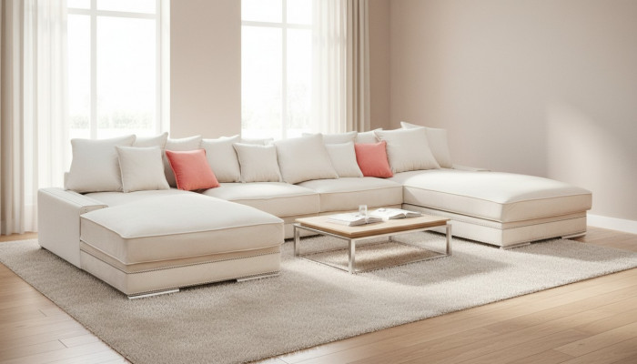 Luxury Textile Modern Design U-Shaped Corner Sofa Living Landscape Upholstered Corner New