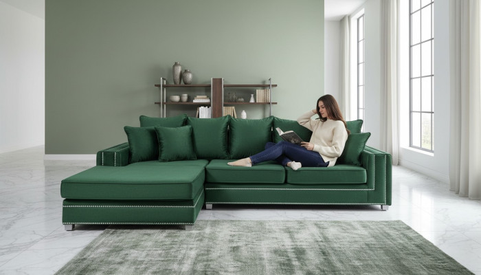 Sectional sofa L-shape textile luxury design living landscape upholstered couch couches furniture