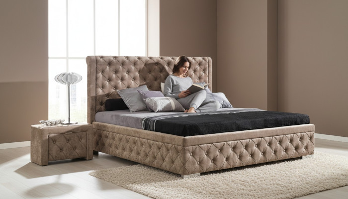 Bed 2x Nightstand 3-piece Bedroom Set Luxury Design Furniture Modern Beds New
