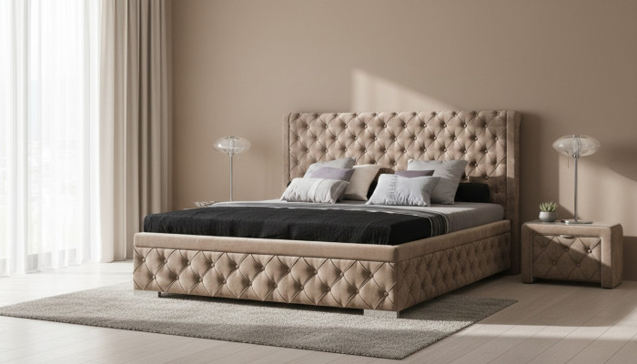 Bed 2x Nightstand 3-piece Bedroom Set Luxury Design Furniture Modern Beds New