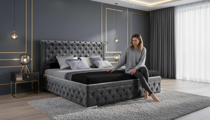 Bed frame fabric furniture luxury beds bed textile bedroom design textile new