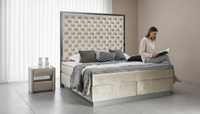 Complete bed box spring beds luxury design bedroom furniture stainless steel