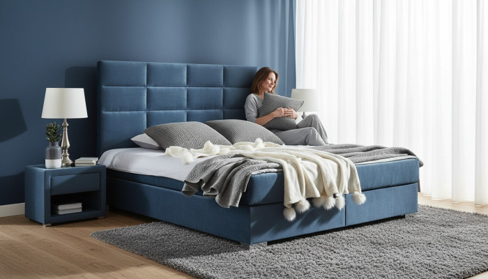 Luxury box spring bed 140 160 180 x 200 cm beds double bedroom furniture fabric