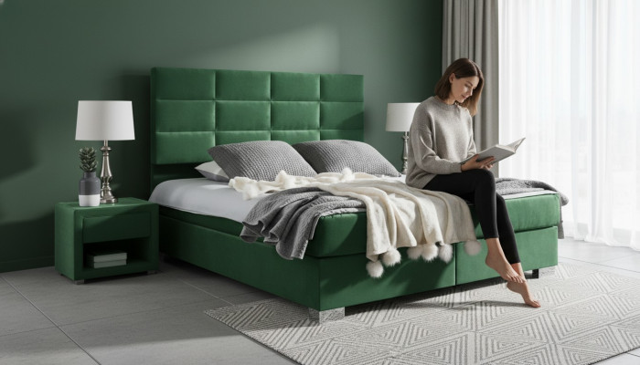Box spring bedroom luxury bed beds double furniture fabric 140 160 180 x 200cm