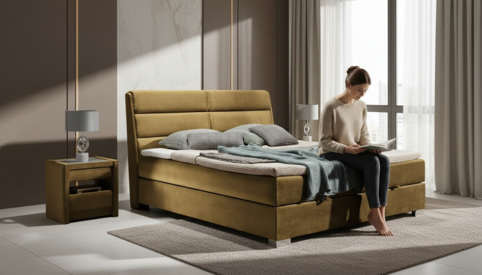 Bedroom luxury box spring bed beds double furniture fabric 140 160 180 x 200cm