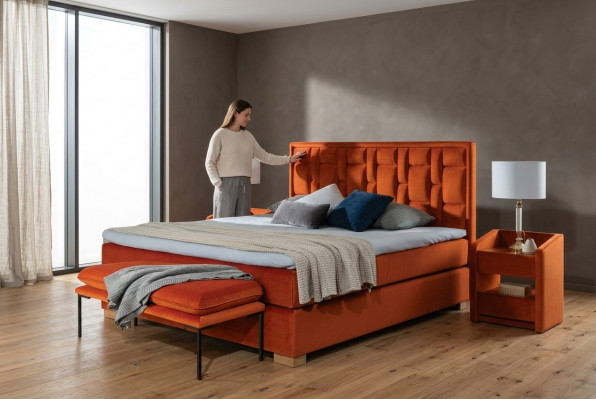 Design bed bedroom set 4-piece. Nightstand 2x bench beds modern
