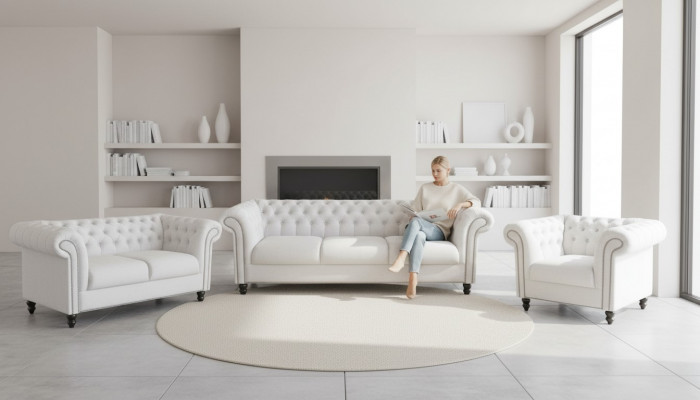 Three-seater fabric living room white design sofa sofas velvet XXL big upholstered couches