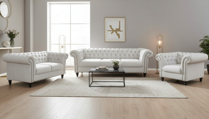 Three-seater fabric living room white design sofa sofas velvet XXL big upholstered couches