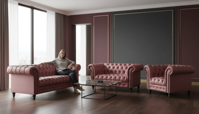 Living Room Chesterfield Design Sofa Set Furniture Couch 321 Seater Couches Sofas
