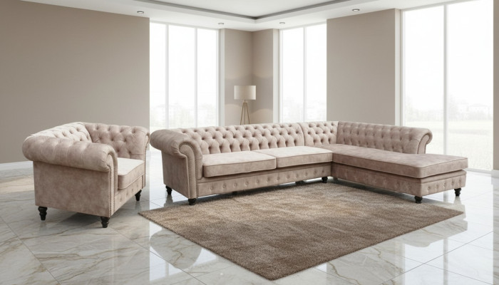 Chesterfield classic living room furniture corner sofa couch upholstery