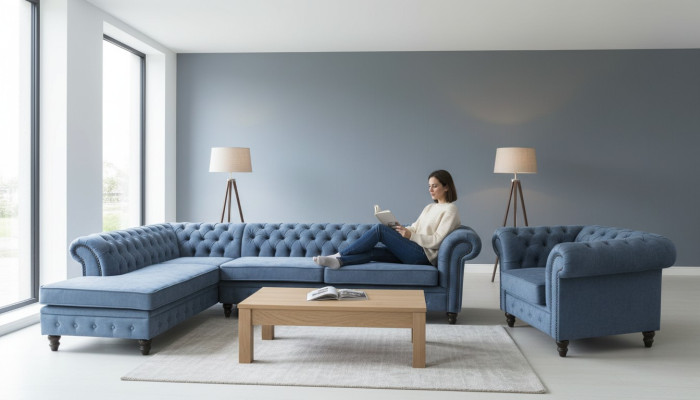 Sectional sofa couch upholstery Chesterfield design luxury furniture suite