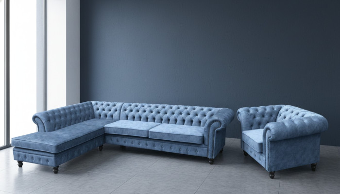 Sectional sofa couch upholstery Chesterfield design luxury furniture suite