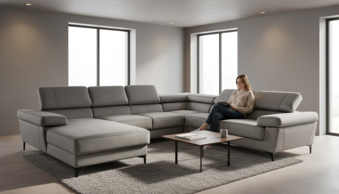 Corner sofa U shape living landscape upholstered corner textile corner set sofas couches new