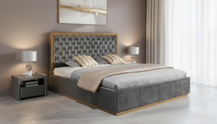 Luxury Bed Textile 2x Nightstand 3-piece Bedroom Set Furniture Beds Bed Frame