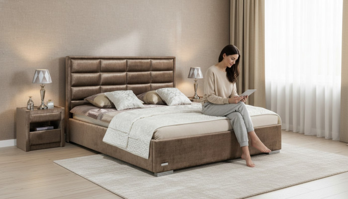 Bed textile bedroom design furniture modern luxury beds upholstered frame new