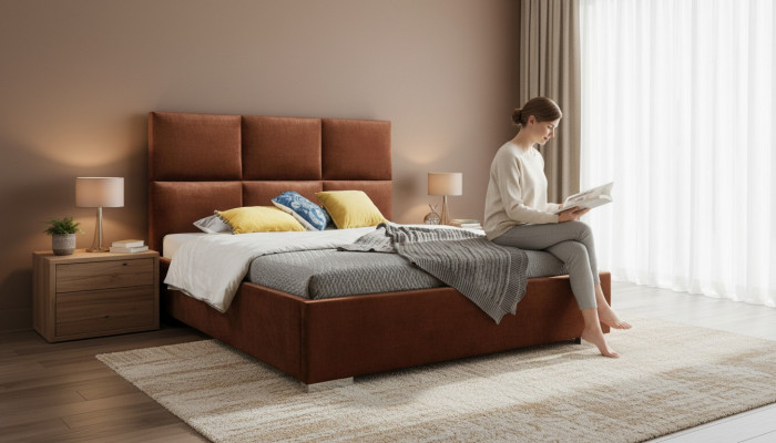 Modern bedroom beds textile bed fabric Chesterfield 180x200 double bed