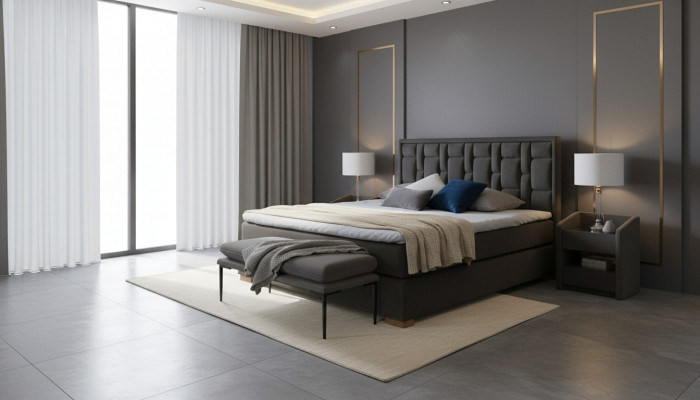 Chesterfield double bed bedroom velvet beds bed frame nightstand 3-piece set