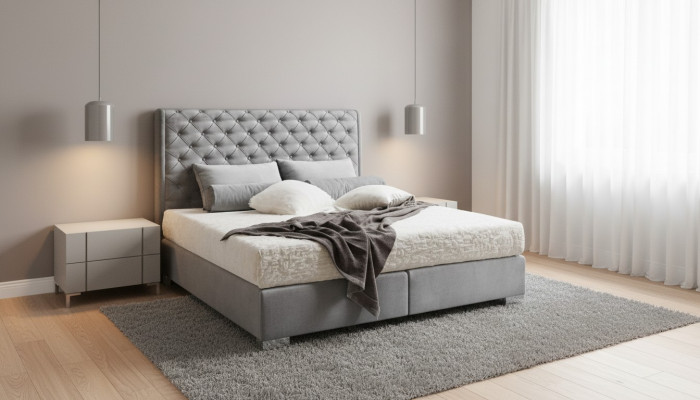 Chesterfield Box Spring Bed Textile Bedroom Furniture Modern Beds Fabric New