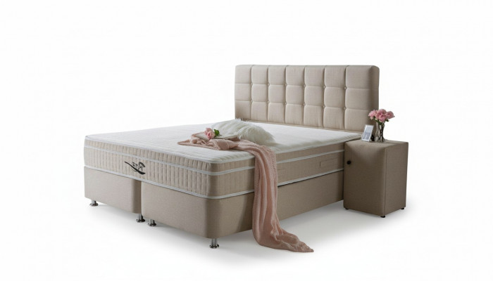 Noble Box Spring Bed 3-Piece Set Nightstand Beds Furniture Luxury Bedroom
