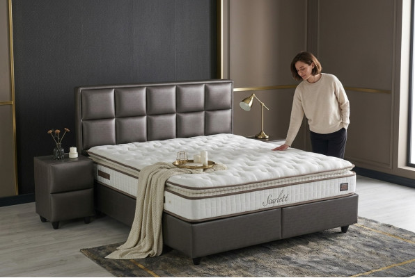 Leather bed, 2 nightstands, 3-piece bedroom set, modern quality furniture, new beds