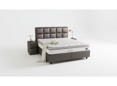 Leather bed, 2 nightstands, 3-piece bedroom set, modern quality furniture, new beds