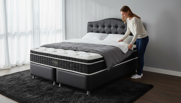 Bed Leather Bedroom Furniture Luxury Modern Beds Chesterfield Box Spring New