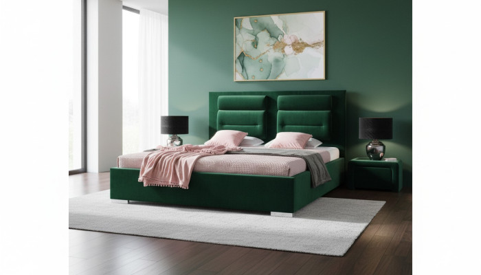 Luxury Box Spring Bed Double Design Fabric Hotel Green Beds Bedroom Furniture