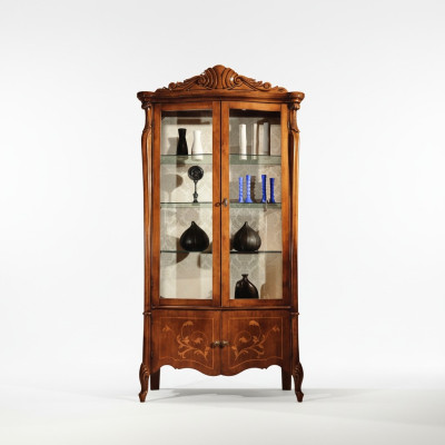 Classic furniture display cabinet antique style baroque rococo glass showcase living room wood