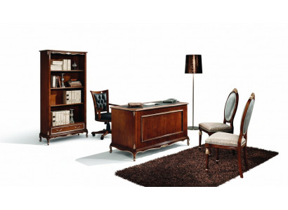 Wood luxury furniture classic bookshelf in Baroque style with 1 drawer and shelves