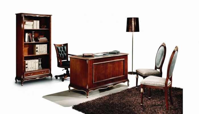 Classic office desk desks table wood chair 2-piece set baroque
