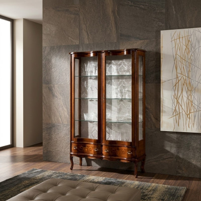 Furniture Classic Luxury Display Cabinet Antique Style Baroque Rococo Glass Cabinet Living Room New