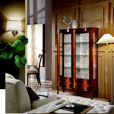 Furniture Classic Luxury Display Cabinet Antique Style Baroque Rococo Glass Cabinet Living Room New