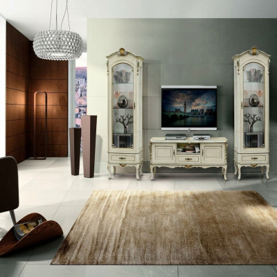 Living room cabinet wall unit 3-piece TV 2x display cabinet design Italian furniture Baroque style
